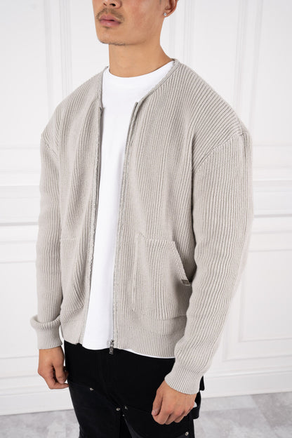 Covara™ | Collarless Ribbed Bomber Jacket