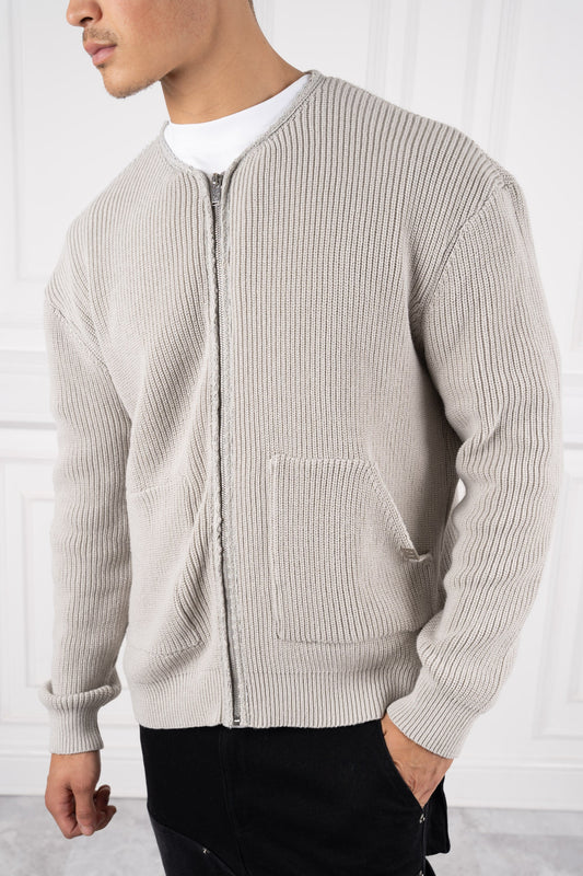 Covara™ | Collarless Ribbed Bomber Jacket