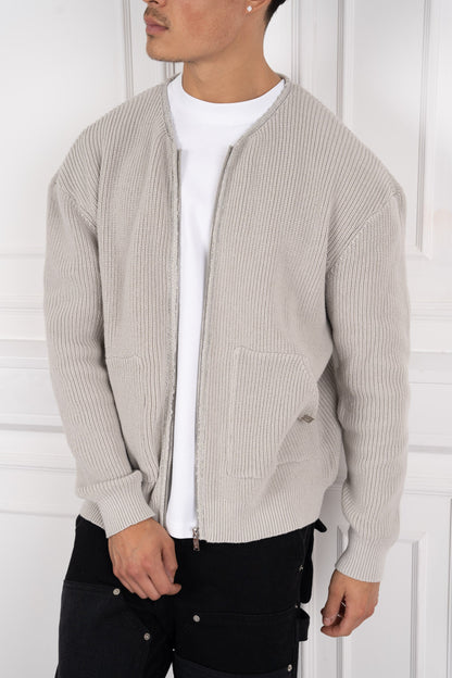 Covara™ | Collarless Ribbed Bomber Jacket