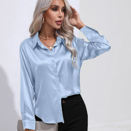 Covara™ | Elegant Satin Slim-Fit Blouse