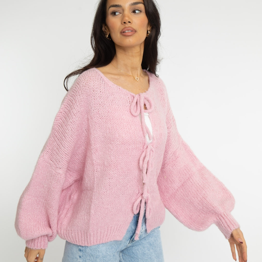 Amara™ | Oversized Cardigan with Bow Details