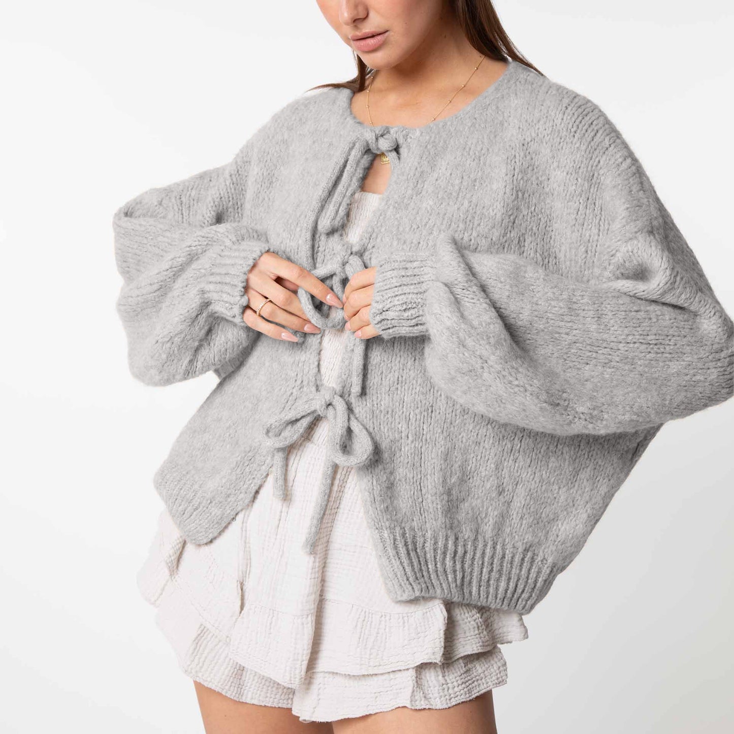 Amara™ | Oversized Cardigan with Bow Details